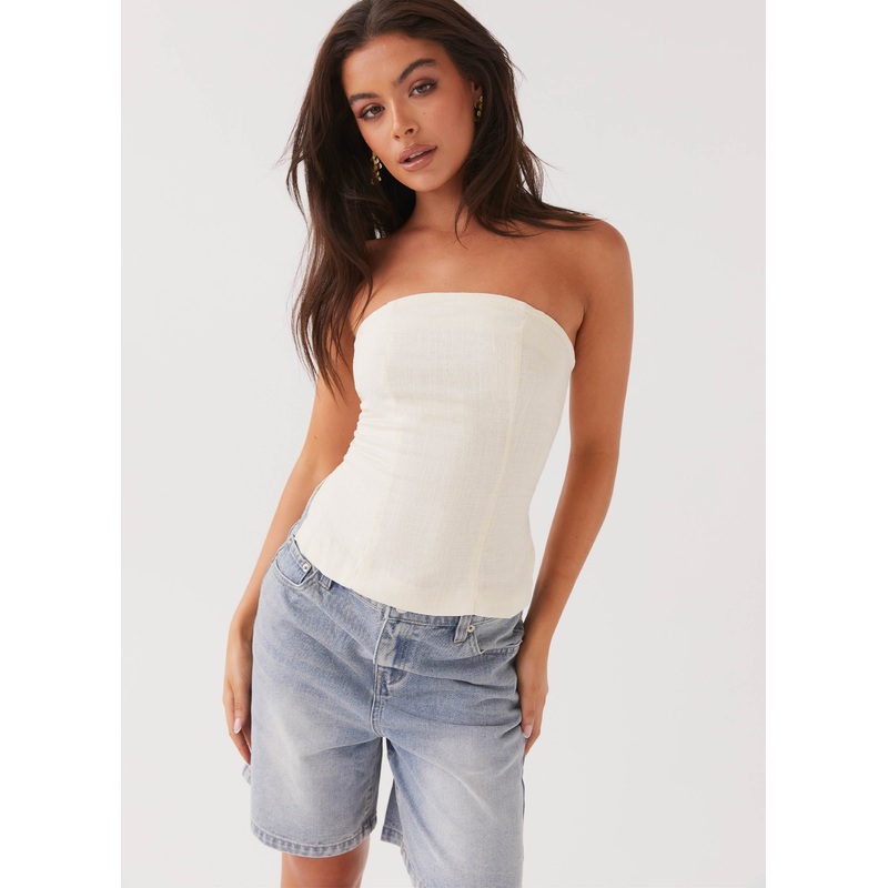 Stephanie Linen Tube Top – Ivory Cream Ivory Cream US 0