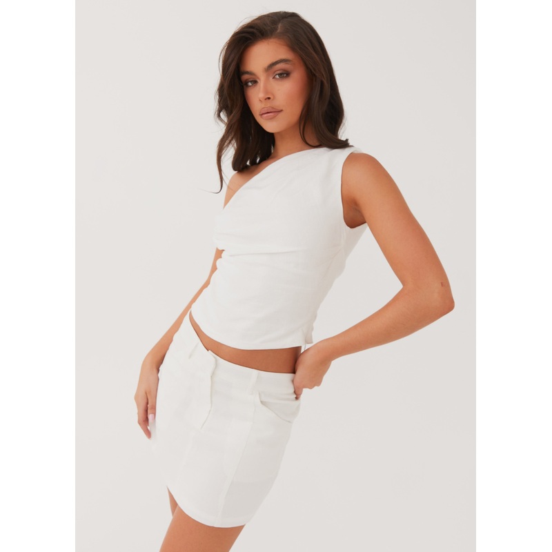 Marissa Linen Mini Skirt – White White US 0