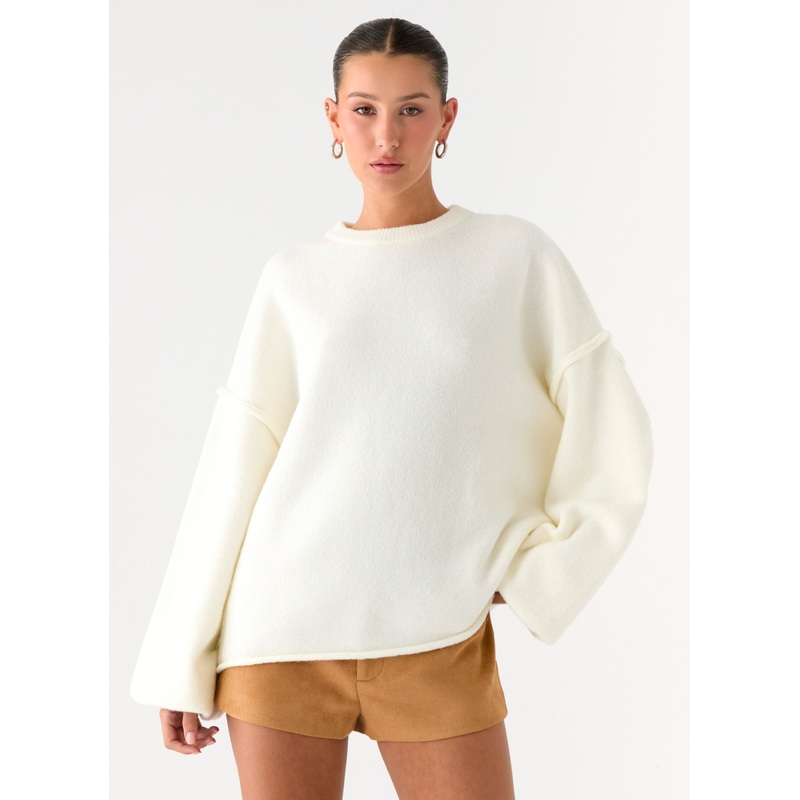 Jack Oversized Knit Sweater – Cream Cream XS-S