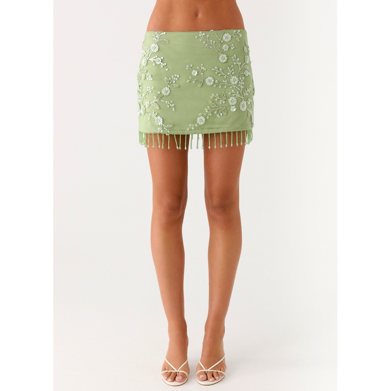 Midnight Tide Tie Side Mini Skirt – Green Green US 0