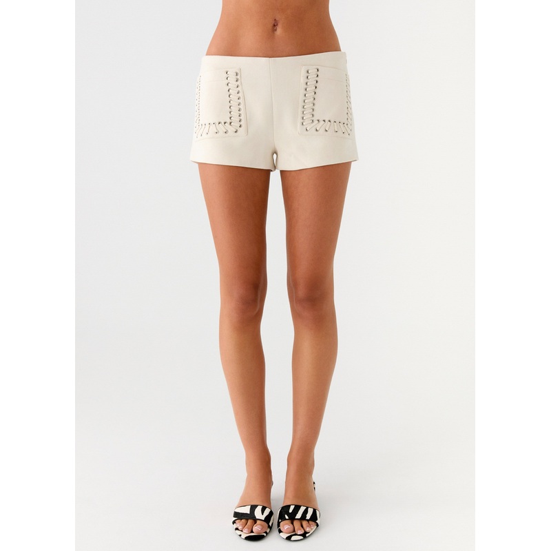 Candela Suede Low Rise Mini Shorts – Ivory Ivory US 0