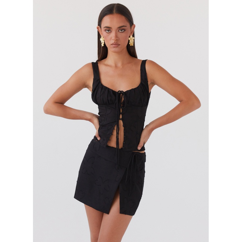 Bianka Wrap Mini Skirt – Black Petal Black Petal US 0