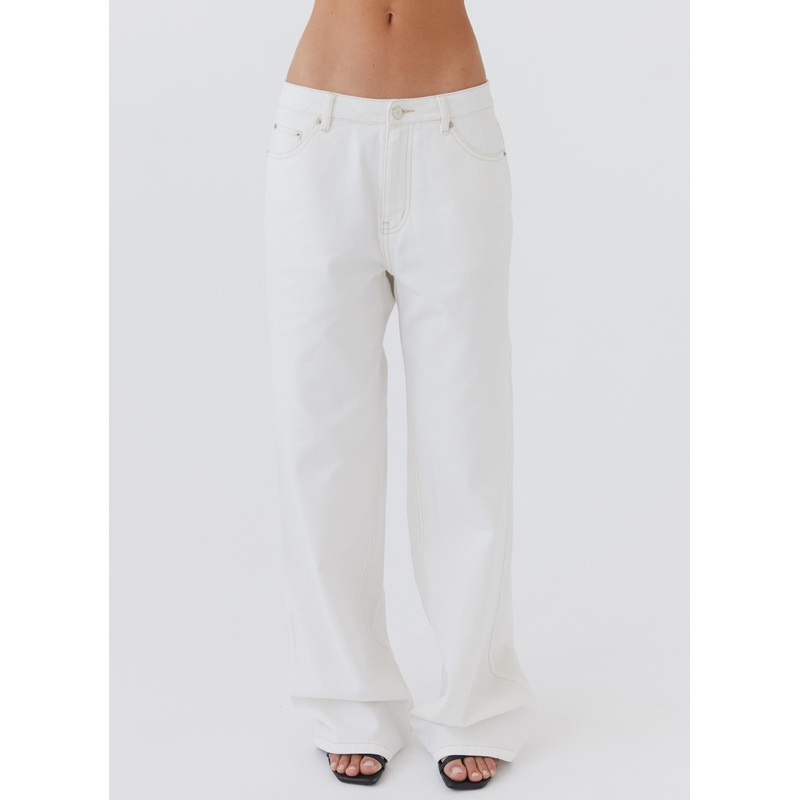 Keanna Low Rise Denim Jeans – Ivory Ivory US 0