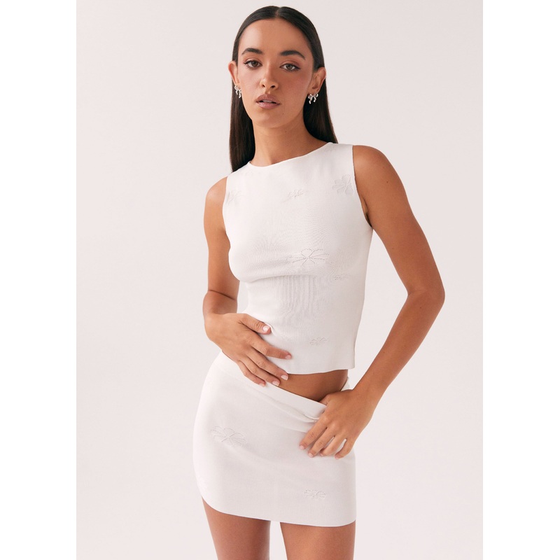 Holly Knit Mini Skirt – White White XXS-XS