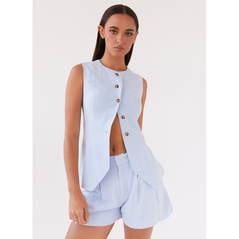 Born For Bordeaux Linen Vest – Blue Blue US 0