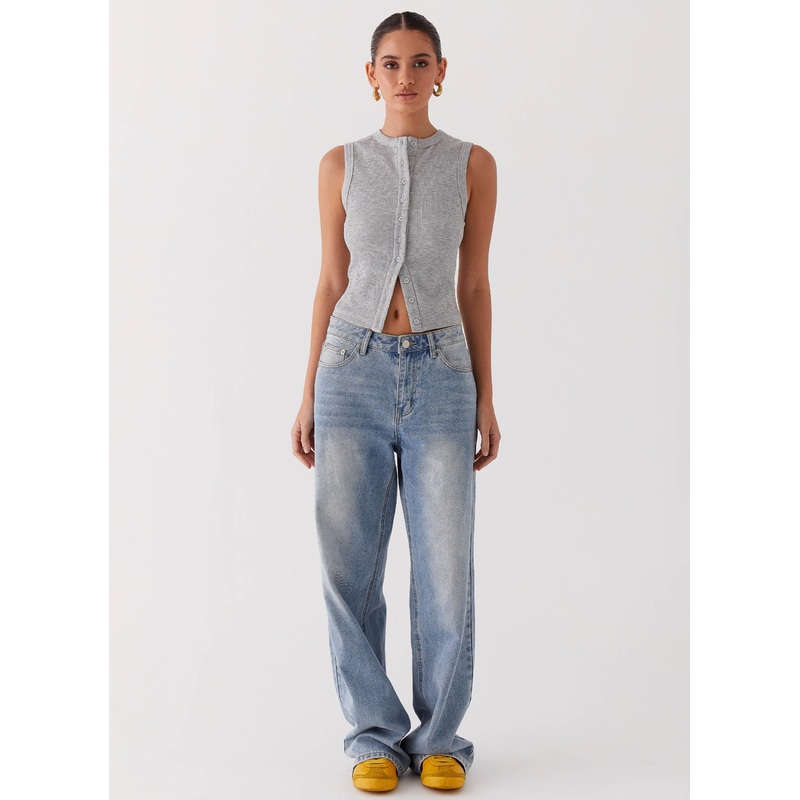 Blair Buttoned Tank Top – Grey Marle Grey Marle US 0