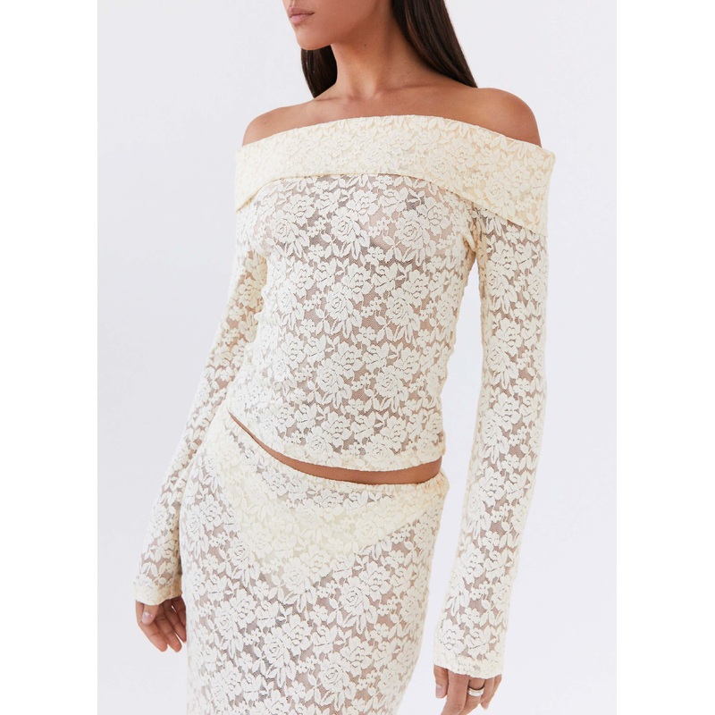 Zephyra Lace Long Sleeve Top – Natural Natural XXS
