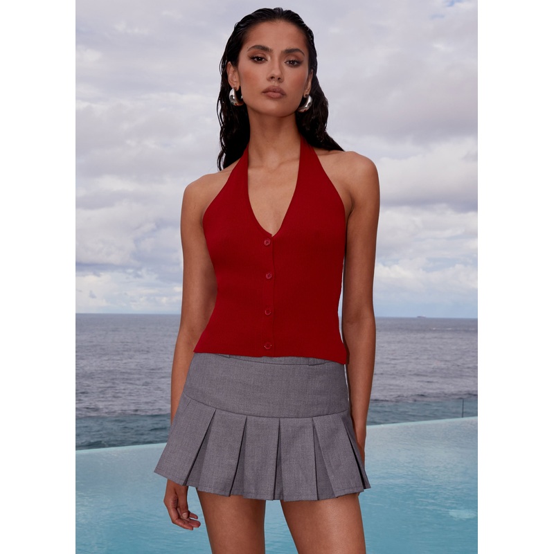 Danica Pleated Mini Skirt – Charcoal Charcoal US 0