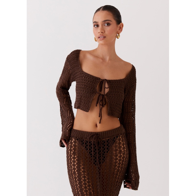 Rosalina Crochet Long Sleeve Top – Chocolate Chocolate XXS-XS