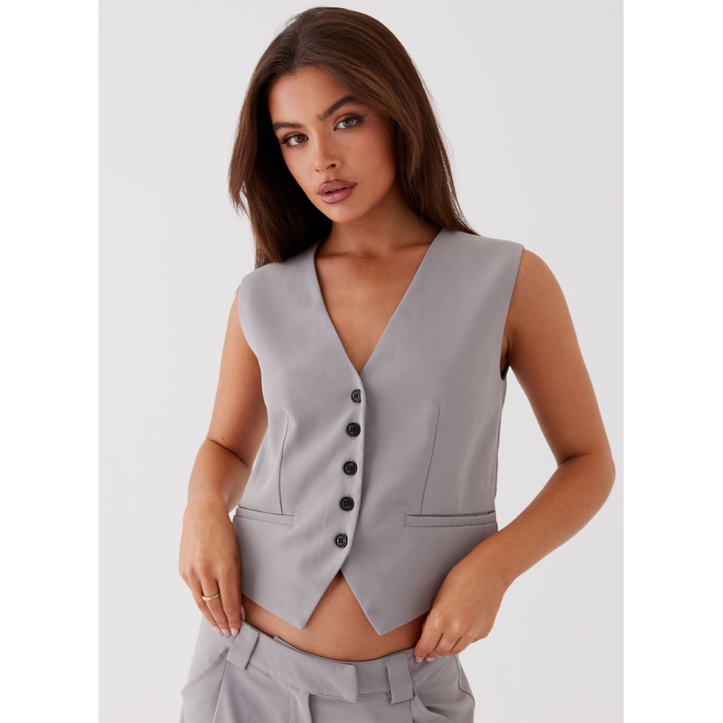 Shivonne Oversized Vest – Grey Grey US 0