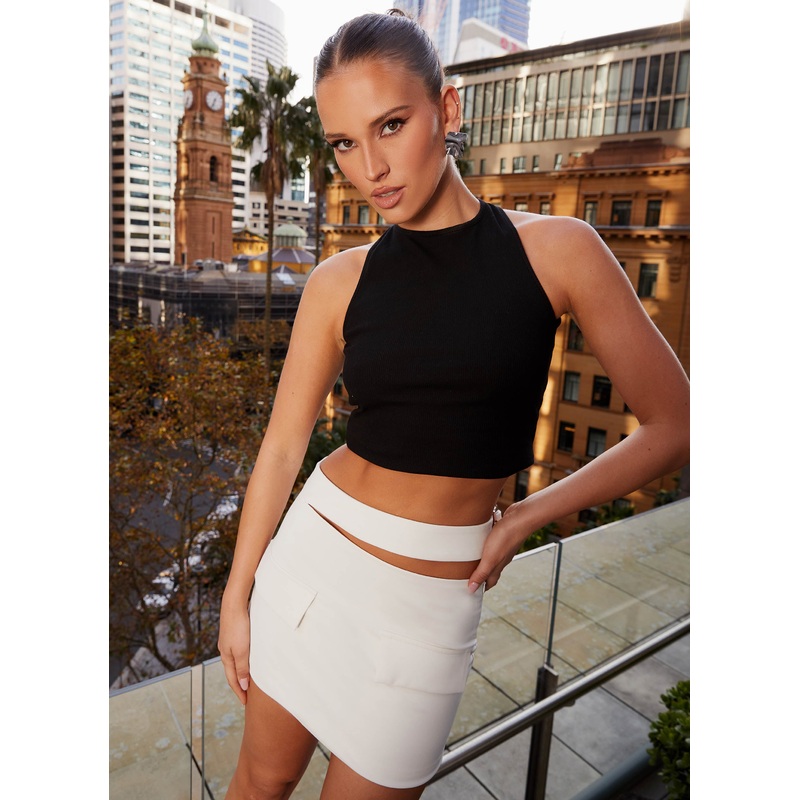 Danger Zone Cut Out Mini Skirt – Ivory Ivory US 0