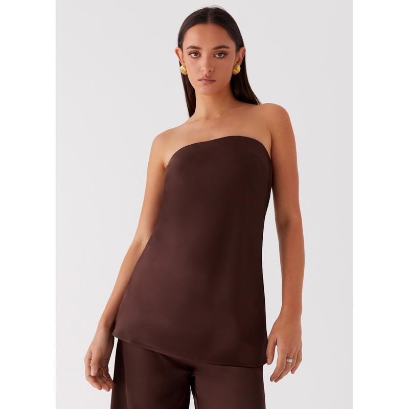 Zoey Satin Tube Top – Chocolate Chocolate US 0
