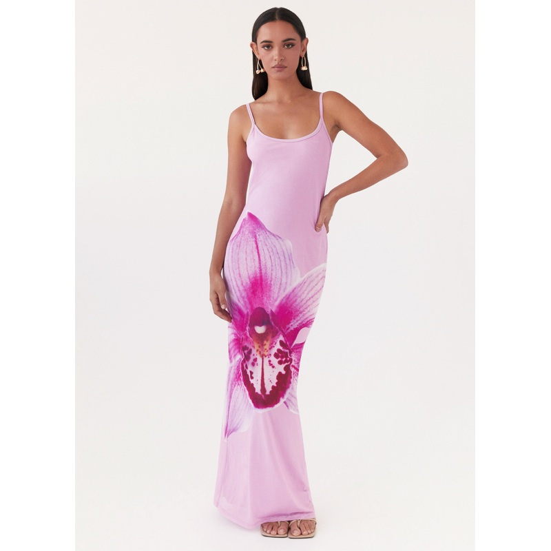 Bad News Mesh Maxi Dress – Pink Magnolia Pink Magnolia US 0