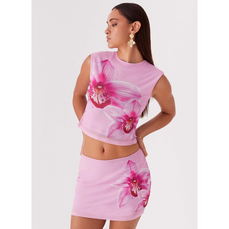 Sunset Bliss Mesh Mini Skirt – Pink Magnolia Pink Magnolia US 0