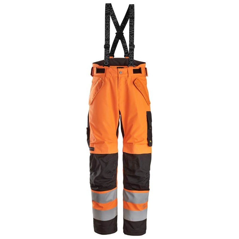 Snickers 6630 High-Vis Class 2 Waterproof 37.5 2-Layer Light Padded Trousers Hi-Vis Orange / Black XS