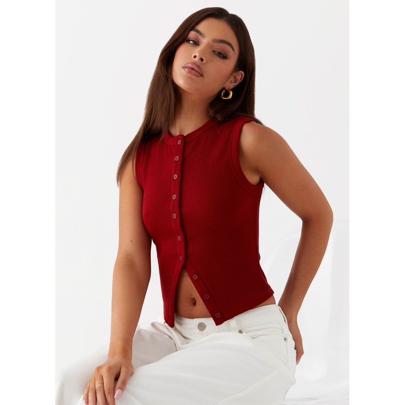 Blair Buttoned Tank Top – Ribbed Knit Ribbed Knit US 0