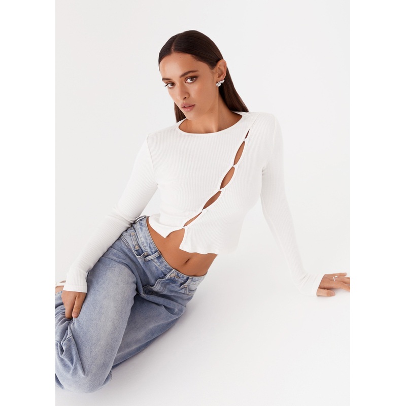 Cassius Long Sleeve Top – Ivory Ivory US 0