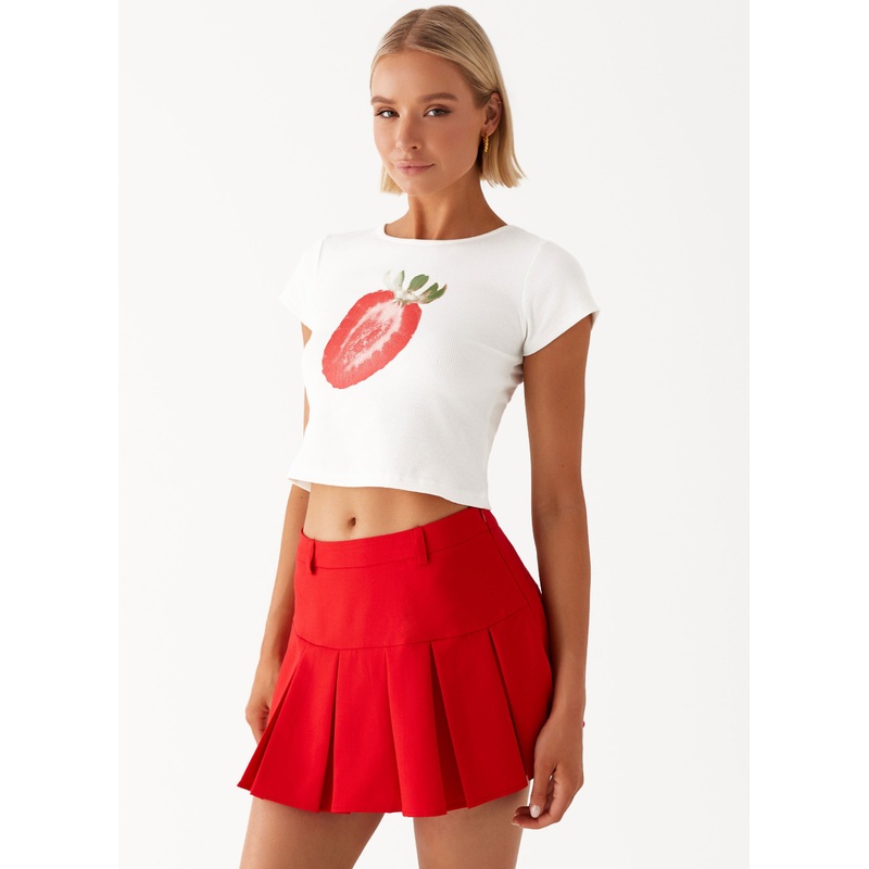 Lovers Low Rise Pleated Mini Skirt – Red Red US 0