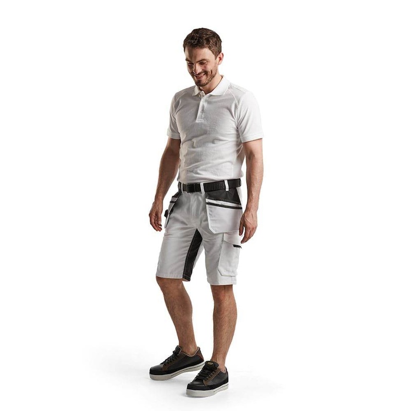 Blaklader 1099 Lightweight Stretch Painters Shorts with Holster Pockets White/Dark grey 30″ Waist