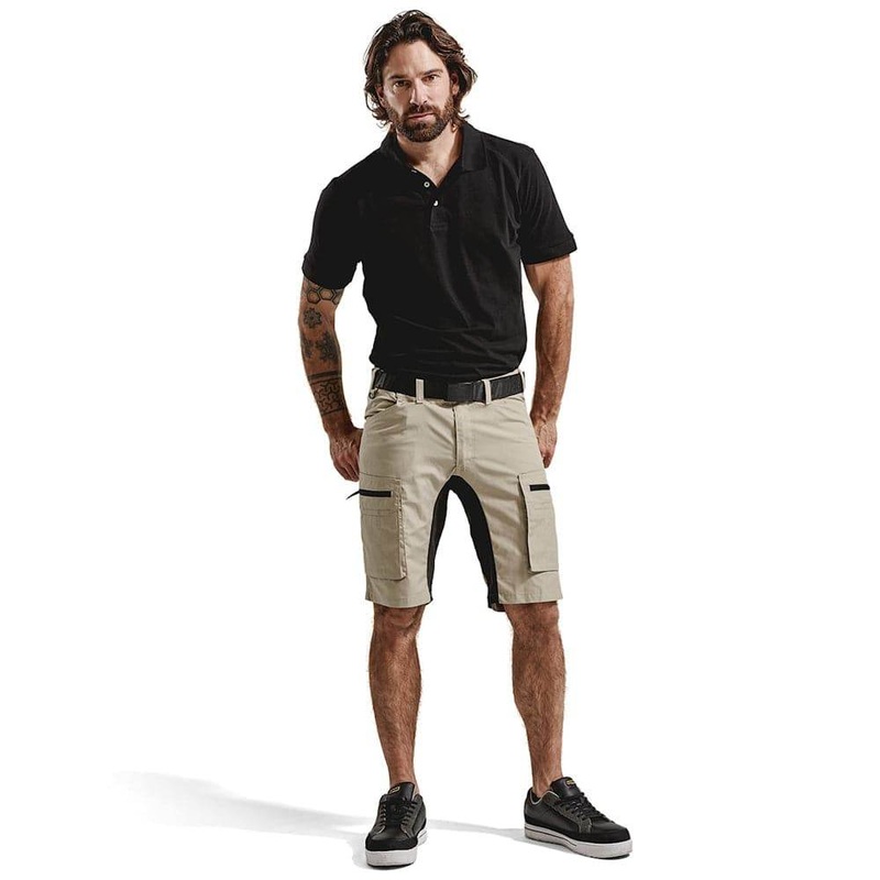 Blaklader 1449 Service Industry Work Cargo Stretch Shorts Stone / Black 30″ Waist