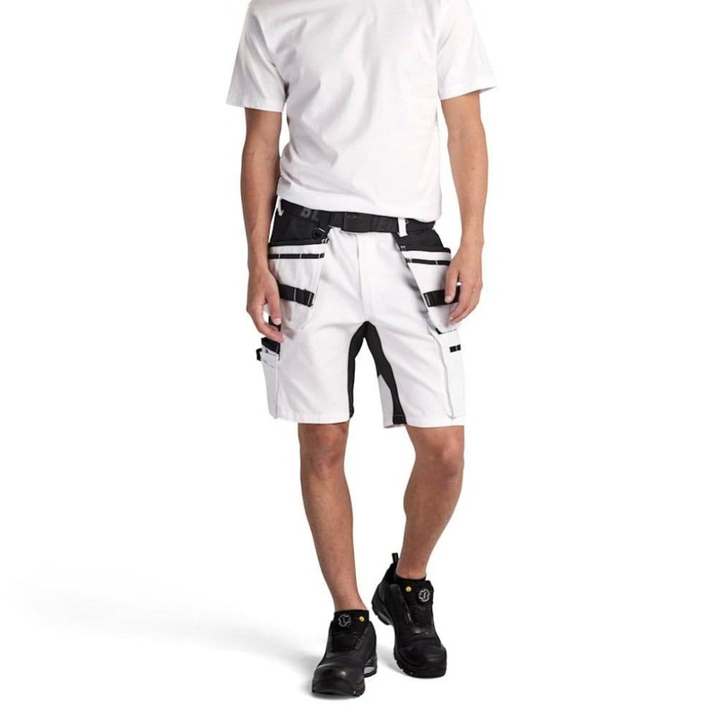 Blaklader 1911 Painters Cargo Shorts with Holster Pockets White / Black 30″ Waist
