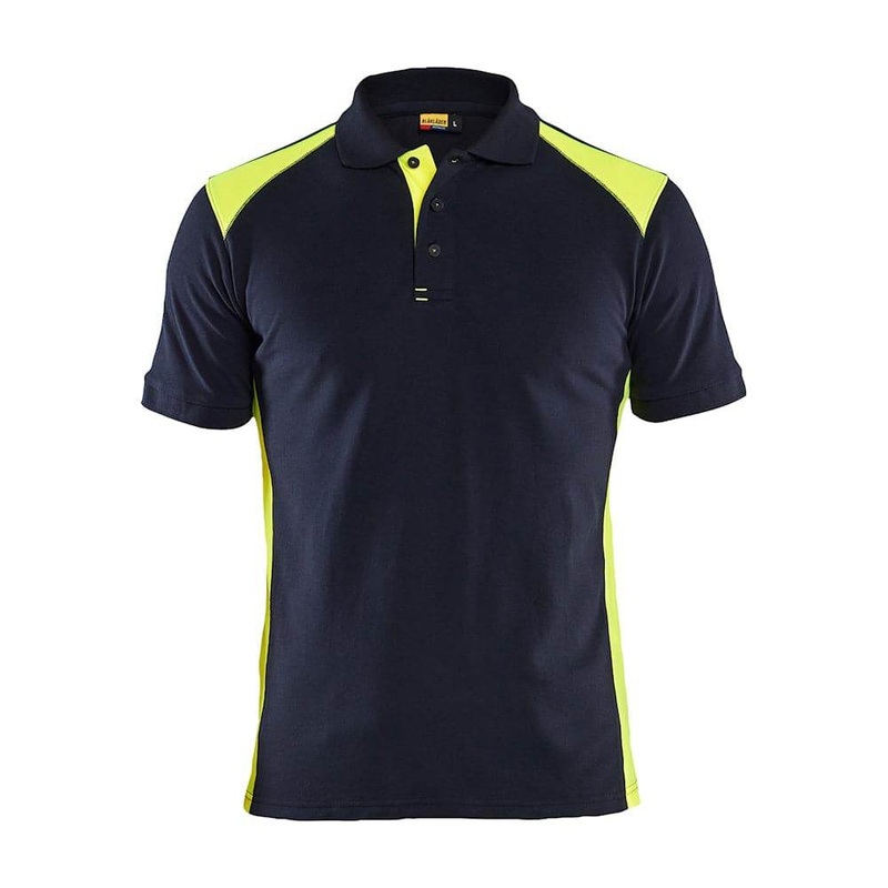Blaklader 3324 Short Sleeve Polo Shirt Dark Navy Blue / Hi-Vis Yellow Dark Navy Blue / Hi-Vis Yellow XS