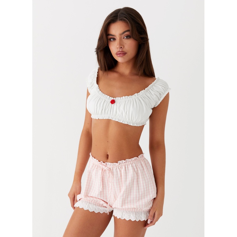 Weston Lace Trim Shorts – Pink Gingham Pink Gingham US 0