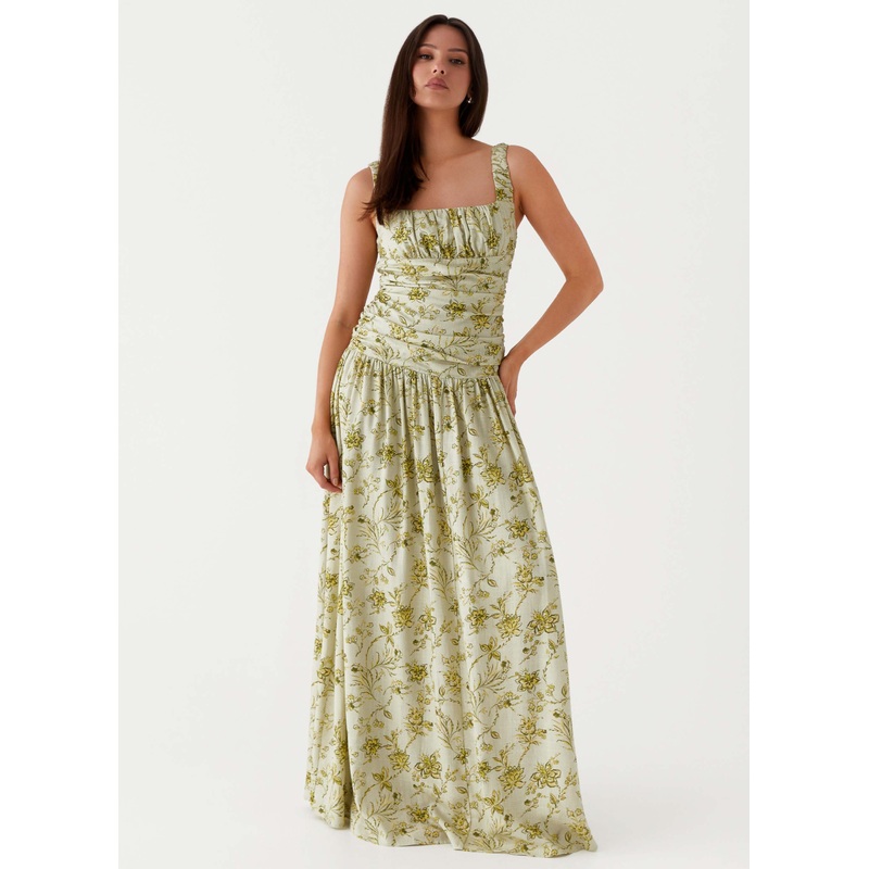 Zinna Linen Maxi Dress – Sage Floral Sage Floral US 0
