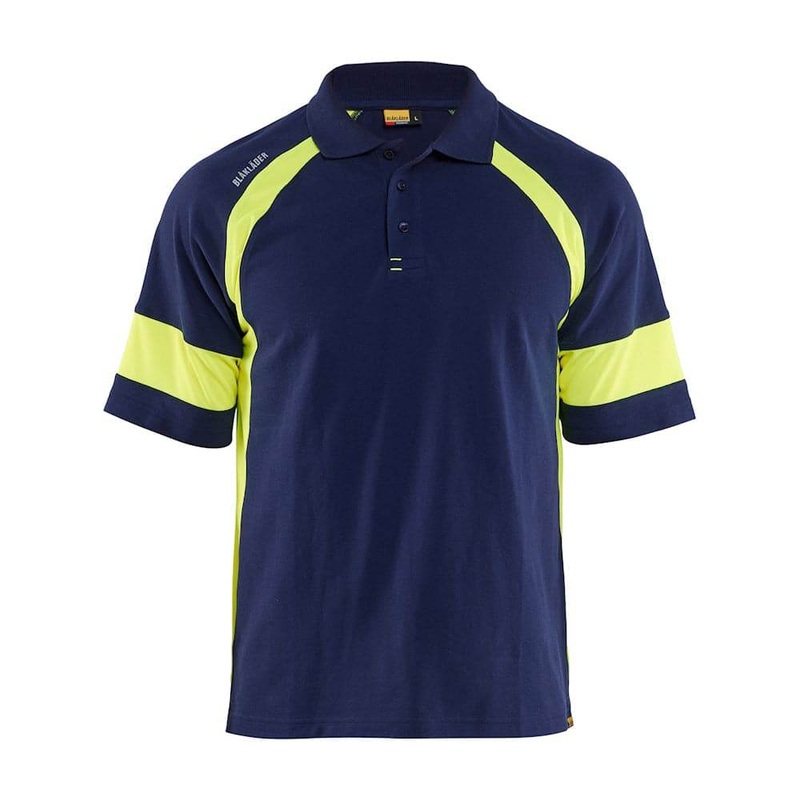 Blaklader 3528 Polo Shirt with Hi-Vis Navy Blue / Hi-Vis Yellow XS
