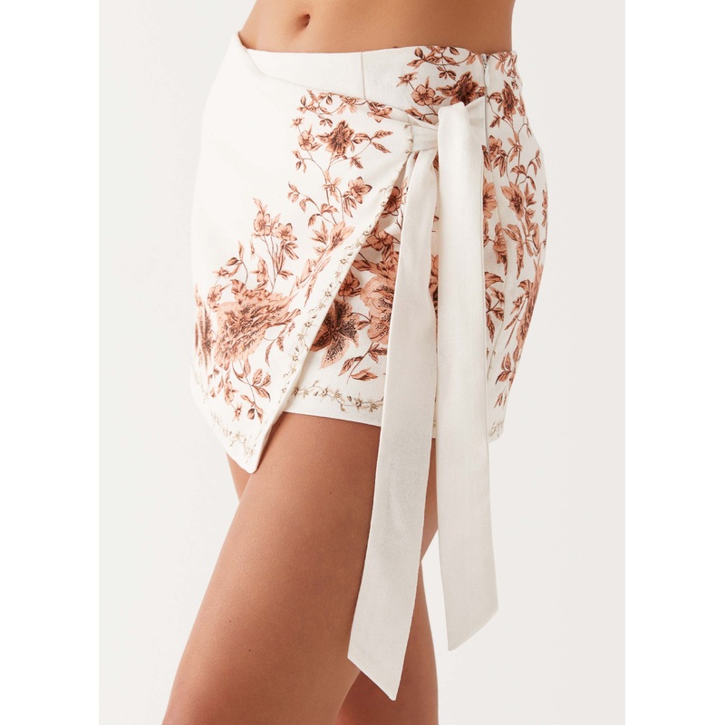 Dreamy Days Wrap Tie Side Mini Skirt – Ivory Ivory US 0