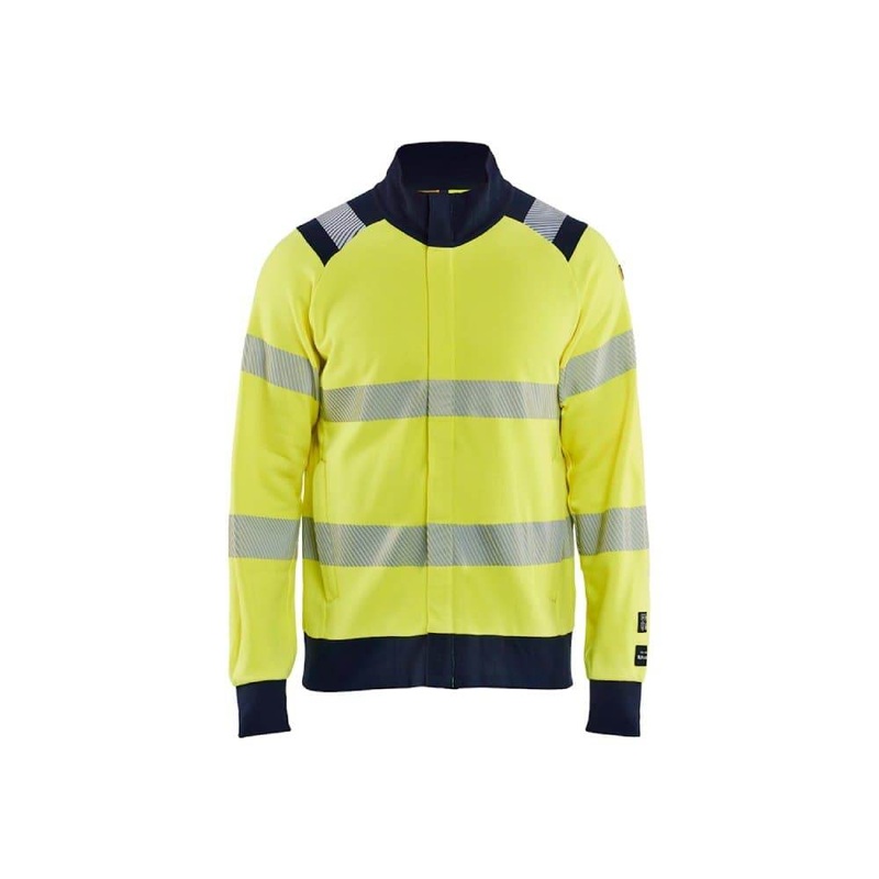 Blaklader 3461 Multinorm Sweatshirt with full Zip Hi-vis yellow/navy blue 4XL