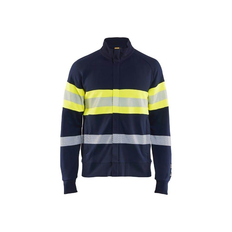 Blaklader 3462 Multinorm Sweatshirt with Zip Navy blue/Hi-vis yellow 4XL