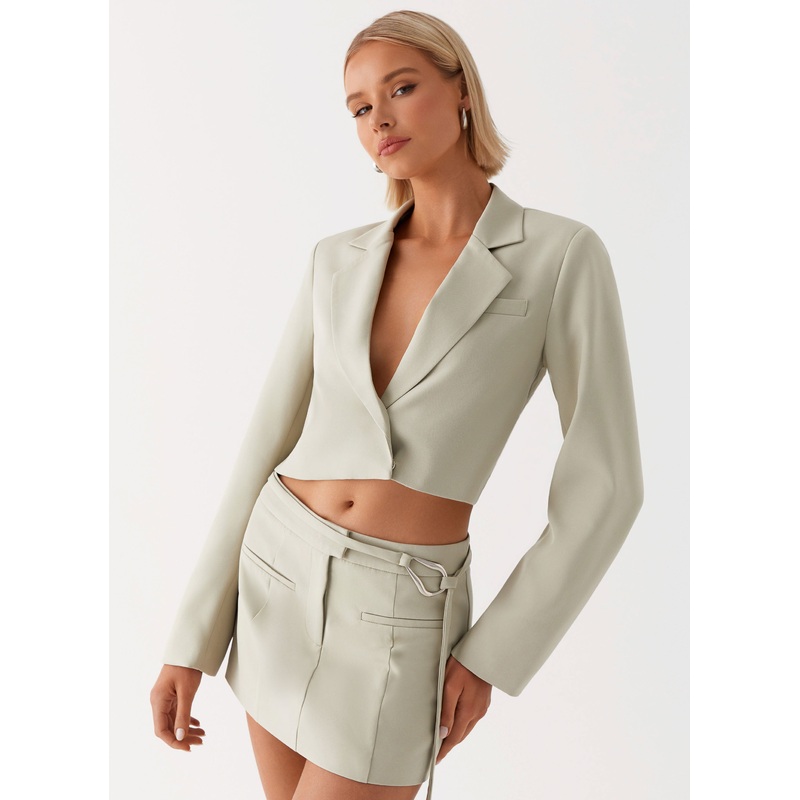 Olea Open Back Cropped Blazer – Sage Sage US 0