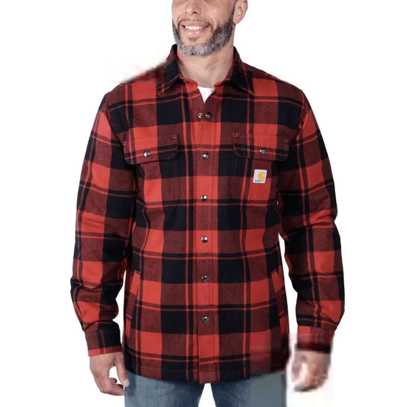 Carhartt 105939 Relaxed Fit Heavyweight Flannel Sherpa-Lined Shirt Jac Carhartt Brown 2XL