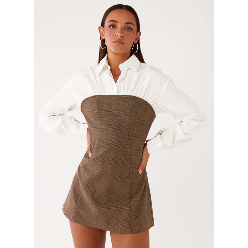 Adelaide Shirt Mini Dress – Brown Brown US 0
