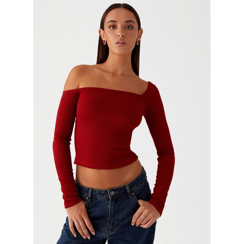 Talia Asymmetric Long Sleeve Top – Red Red US 0
