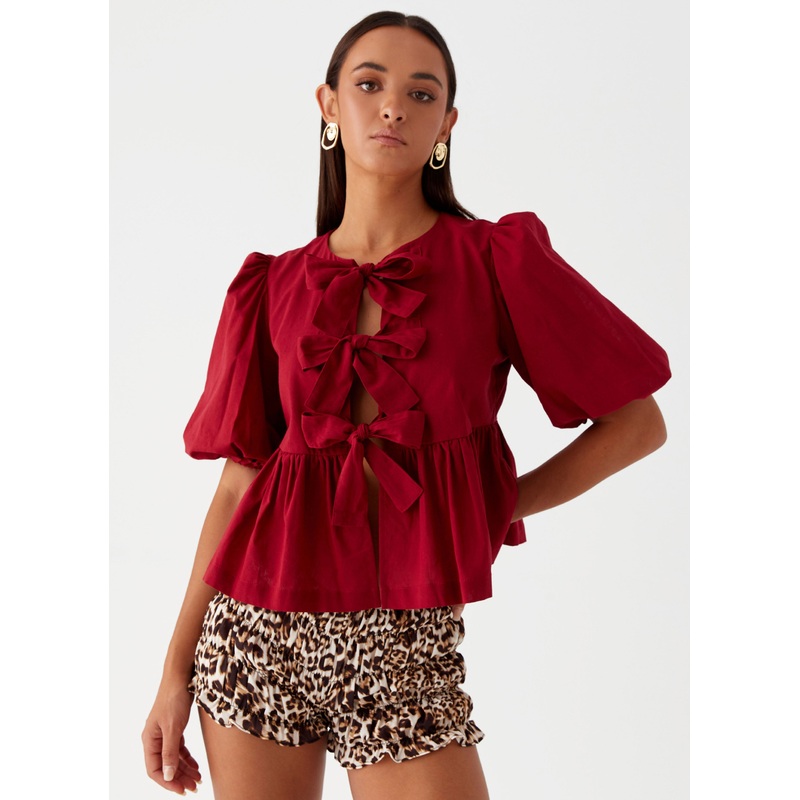 Western Wind Tie Top – Maroon Maroon US 0