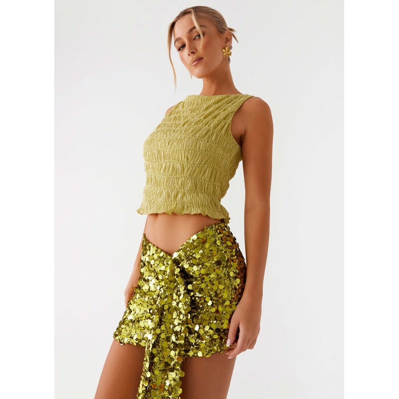 Lights On Sequin Mini Skirt – Olive Olive US 0