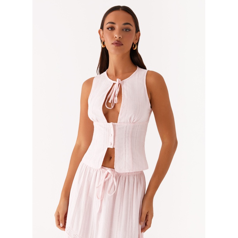 Bailey Tie Front Top – Blush Blush US 0