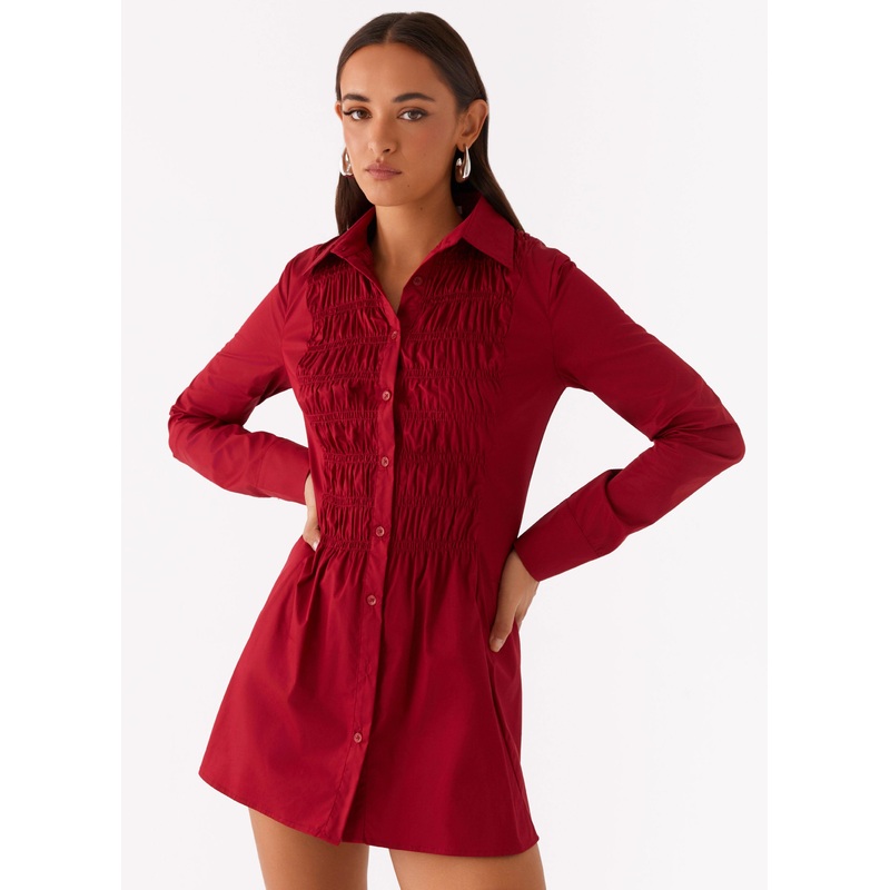 Tessie Shirred Shirt Dress – Rhubarb Rhubarb US 0