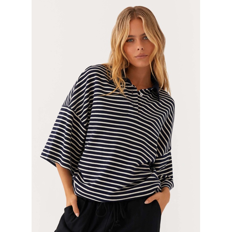 Undefeated Oversized Polo Top – Stripe Stripe XXS-XS
