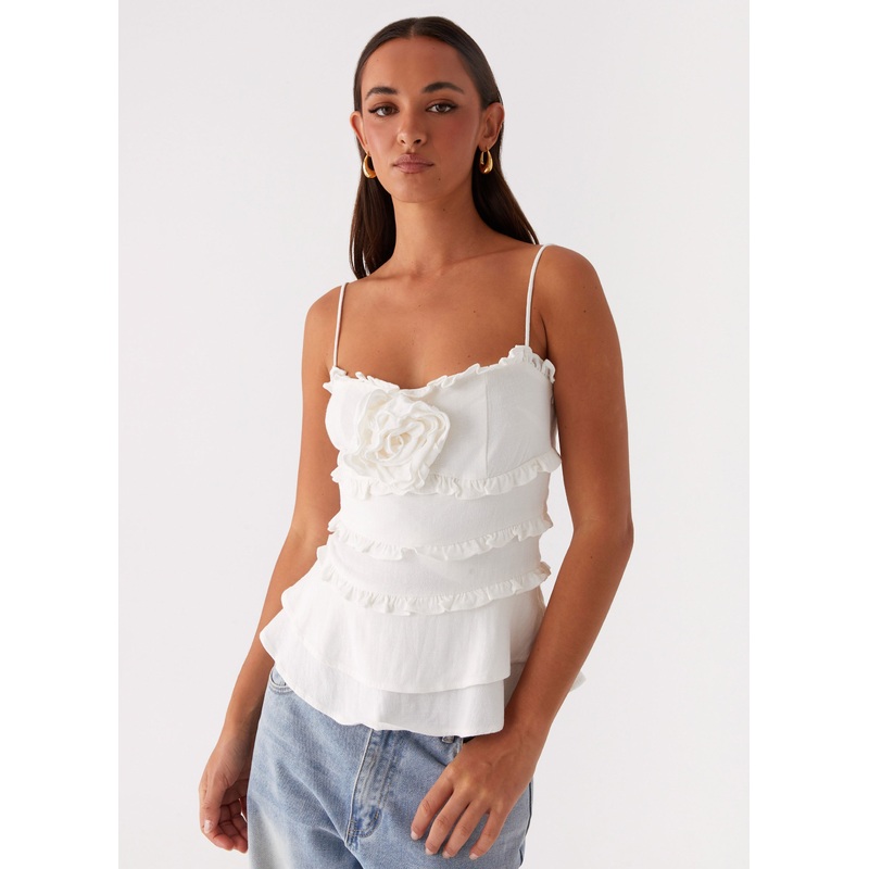 Wilde Linen Rose Top – White White US 0
