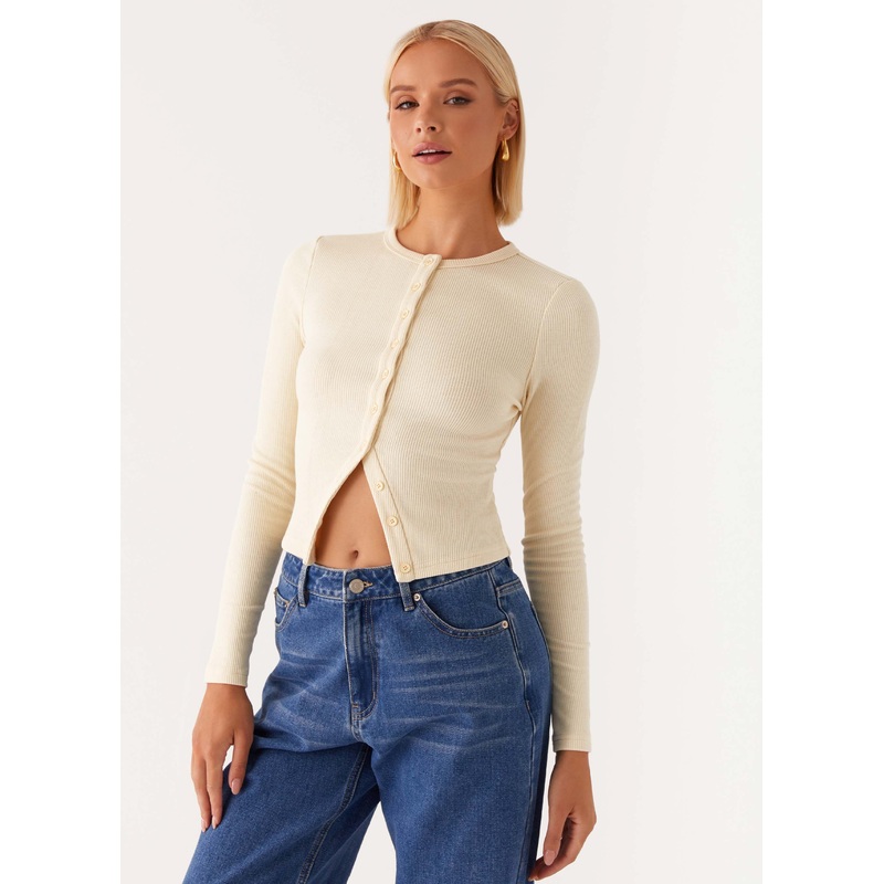 Blair Buttoned Long Sleeve Top – Yellow Yellow US 0