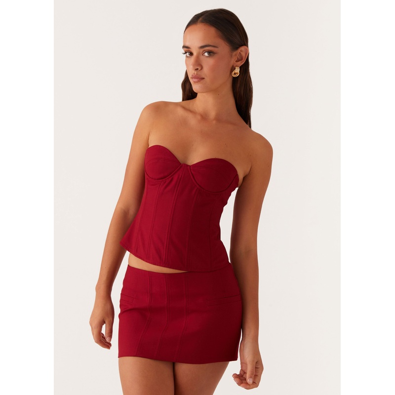 Armelle Micro Mini Skirt – Maroon Maroon US 0