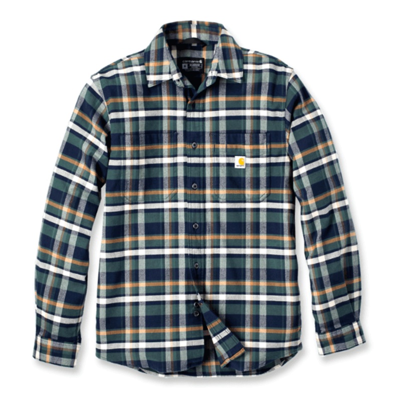 Carhartt 106352 Relaxed Fit Midweight Flannel Long Sleeve Plaid Shirt Navy Small