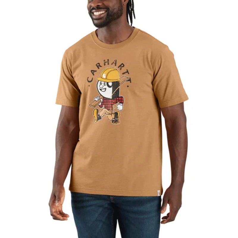 Carhartt 106534 Relaxed Fit Lightweight Graphic T-Shirt Hickory Nut Heather Small