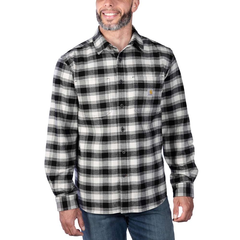 Carhartt 105945 Rugged Flex Relaxed Fit Midweight Flannel Long-Sleeve Plaid Shirt Chestnut S