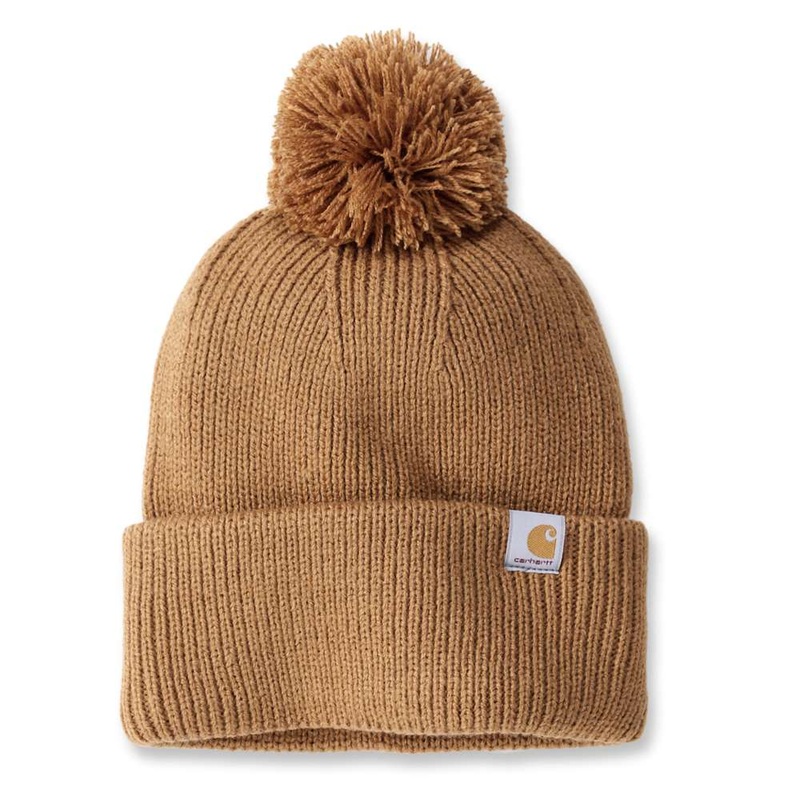 Carhartt 106003 Women’s Knit Pom-Pom Cuffed Beanie Carhartt Brown OS