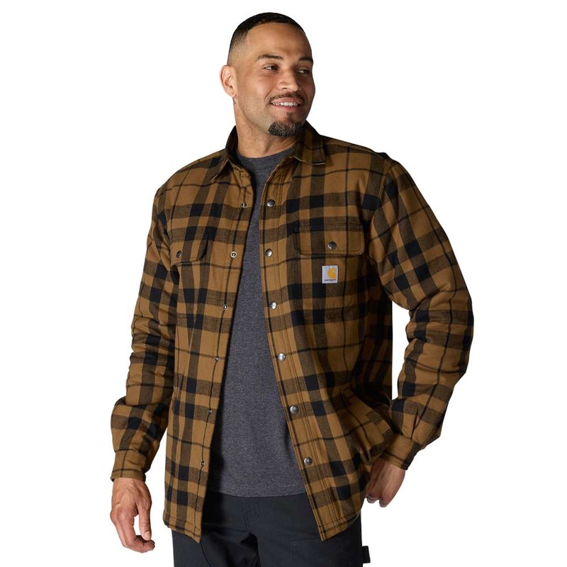Carhartt 107017 Relaxed Fit Flannel Sherpa-Lined Shirt Jac Carhartt Brown S