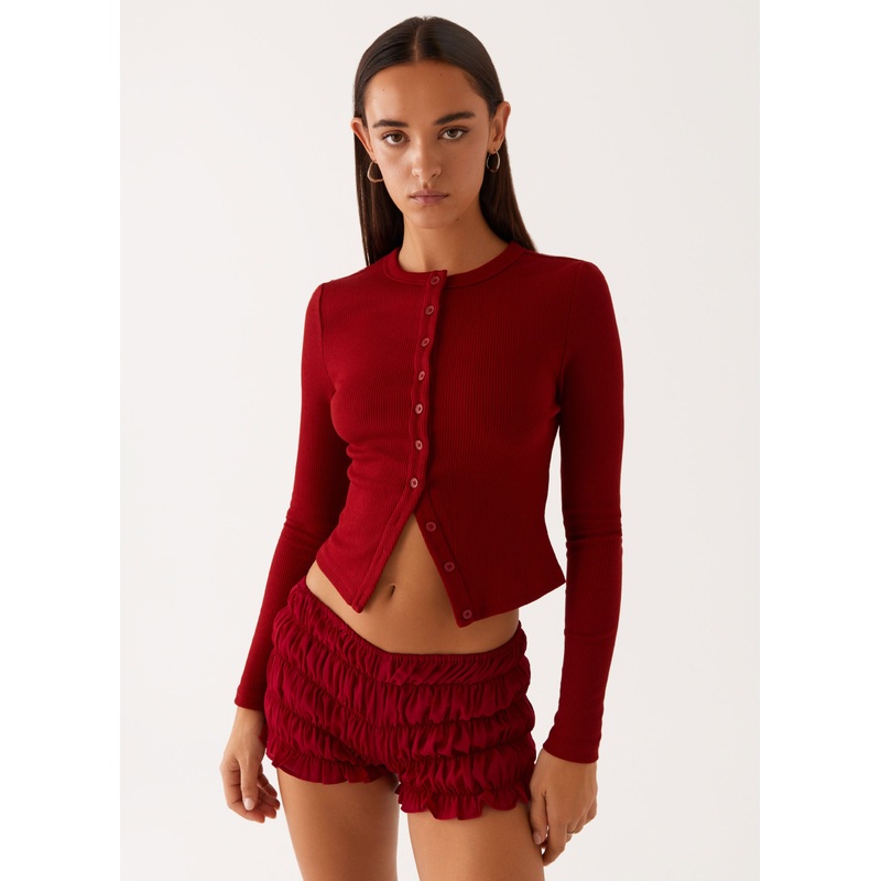 Blair Buttoned Long Sleeve Top – Red Red US 0